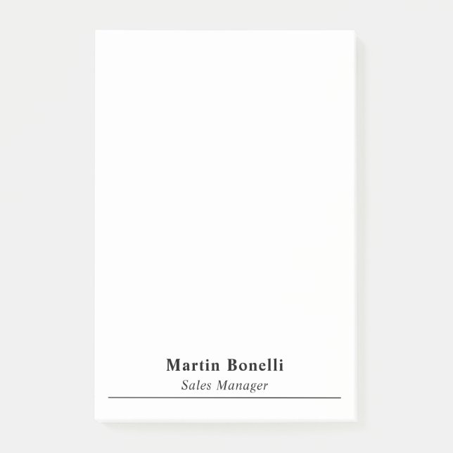Bloco De Notas Modern Professional Plain Black & White Name Title (Frente)