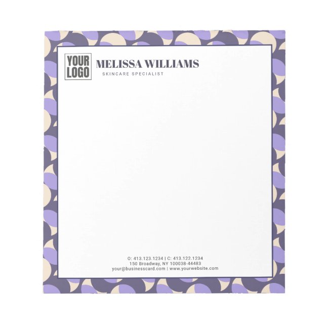 Bloco De Notas Modern Retro Lavender Geometric Notepad (Frente)