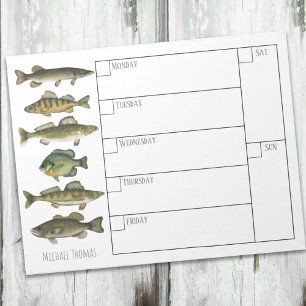 Bloco De Notas Modern Simple Fisherman Fish Weekly Calendar