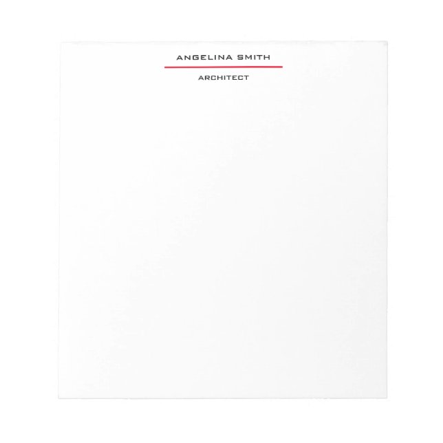 Bloco De Notas Modern Simple Minimalist White Red Professional (Frente)