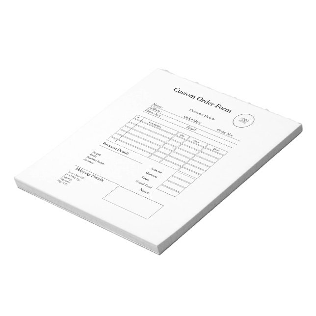 Bloco De Notas Modern Small Business custom order Sales Receipt (Invertido)
