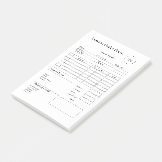 Bloco De Notas Modern Small Business custom order Sales Receipt (Inclinado)