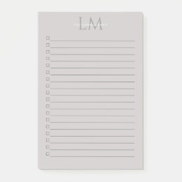 Bloco De Notas Modern Taupe Gray Monogram Stationery