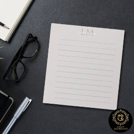 Bloco De Notas Modern Taupe Gray Monogram Stationery
