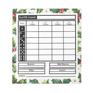 Bloco De Notas Modern Trendy Merry Christmas Bunco Score