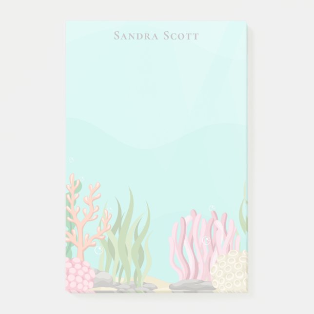 Bloco De Notas Modern Trendy Simple Tropical Sea Girly  (Frente)