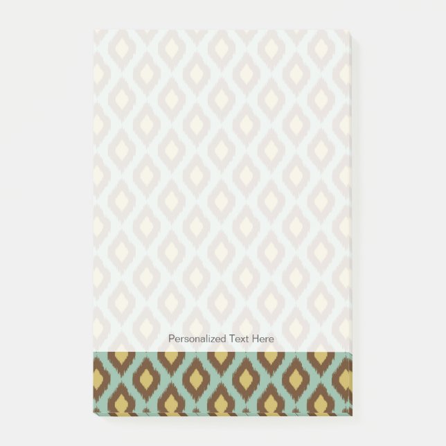 Bloco De Notas Modern tribal ikat azul amarelo moderno (Frente)
