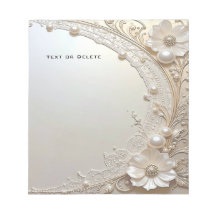 Modern White Flowers Pearls Notepad