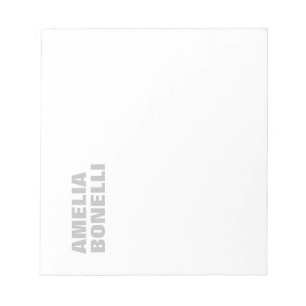 Bloco De Notas Moderno Branco Cinza Ousado Minimalista Profission