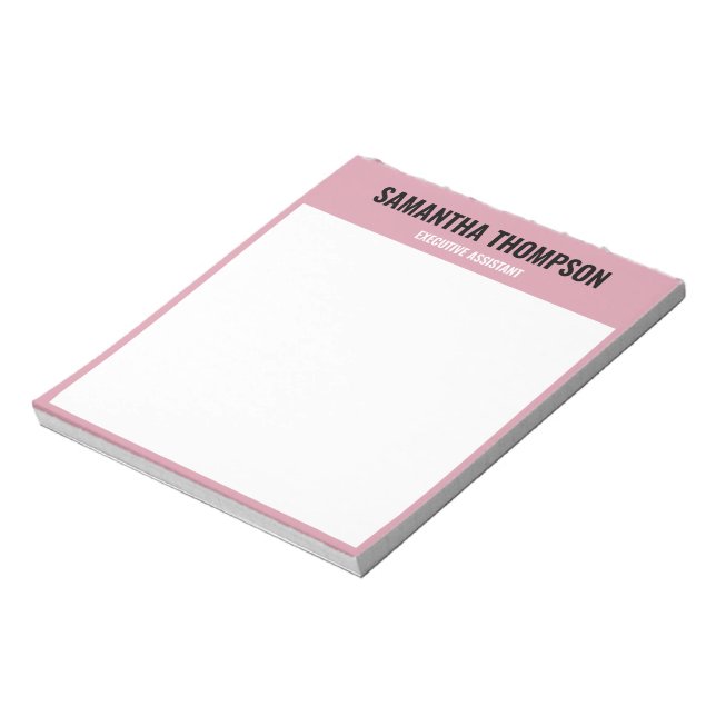 Bloco De Notas Moderno Chic Rosa, Branco & Preto  (Invertido)