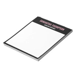 Bloco De Notas Moderno Chic Rosa, Branco & Preto