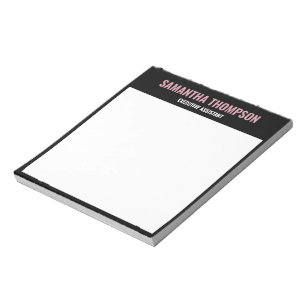 Bloco De Notas Moderno Chic Rosa, Branco & Preto