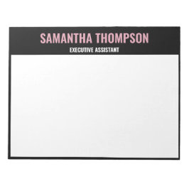 Bloco De Notas Moderno Chic Rosa, Branco & Preto