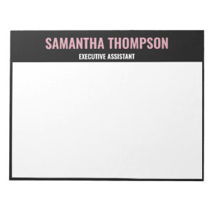Bloco De Notas Moderno Chic Rosa, Branco & Preto