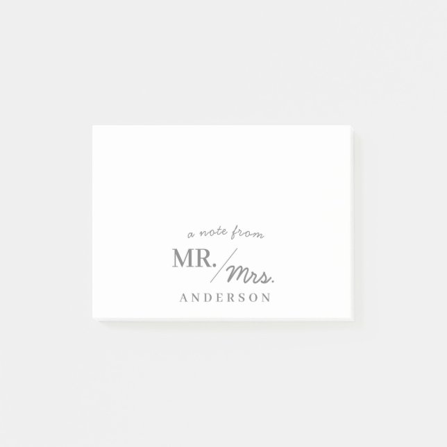 Bloco De Notas Moderno Chic Uma Nota De Casal Sr E Sra Recém-Casa (Frente)