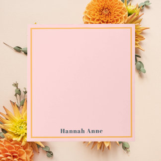 Bloco De Notas Moderno Chique Elegante Tendência Rosa e Laranja