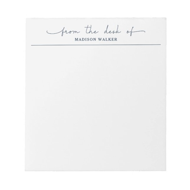 Bloco De Notas Moderno 'Da Mesa De' Cinza Claro Estilo Script (Frente)