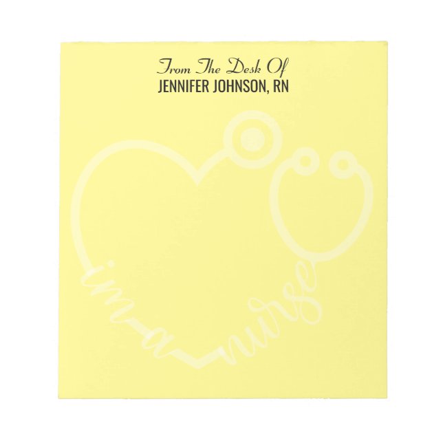 Bloco De Notas Moderno Da Mesa Do Nome Do Estetoscópio Enfermeiro (Frente)