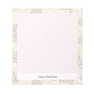 Bloco De Notas Moderno Glitter Dourado Arco Rosa Quadro Confetes