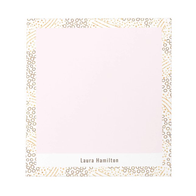 Bloco De Notas Moderno Glitter Dourado Arco Rosa Quadro Confetes  (Frente)