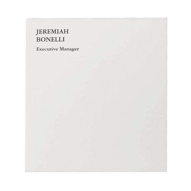 Bloco De Notas moderno minimalista cinza platina  (Frente)