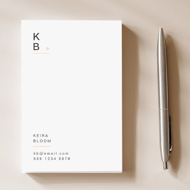 Bloco De Notas Moderno Monograma Blush Pink Feminina (Criador carregado)