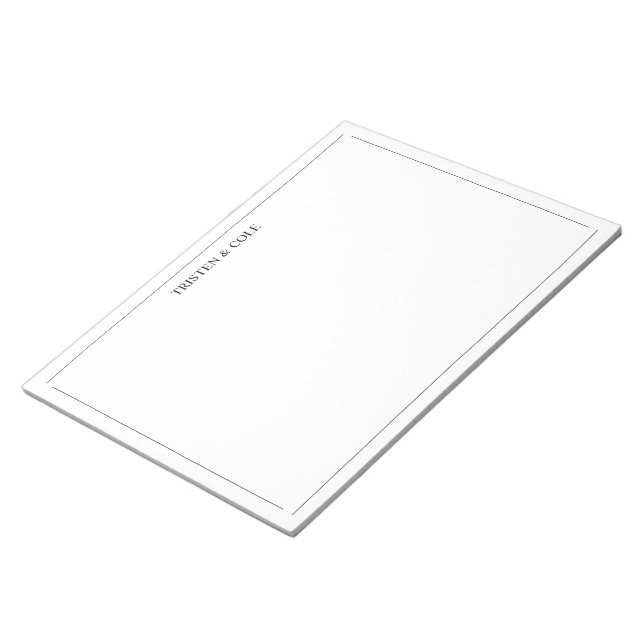 Bloco De Notas Moderno Preto Branco Elegante (Inclinado)