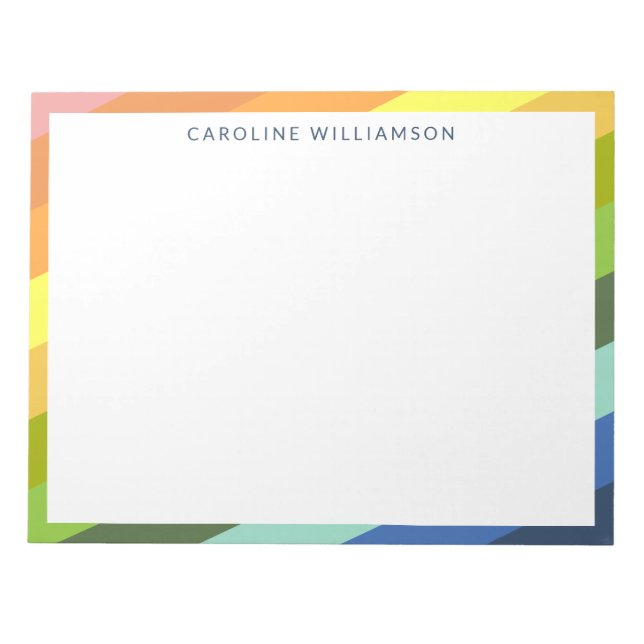 Bloco De Notas Moderno Rainbow Stripes Geométrico Personalizado (Frente)