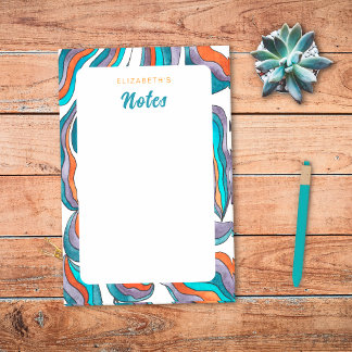 Bloco De Notas Moderno Retro Groovy Laranja Azul Roxo