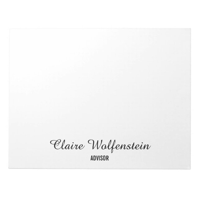 Bloco De Notas Moderno Script Personalizado Elegante Profissional (Frente)