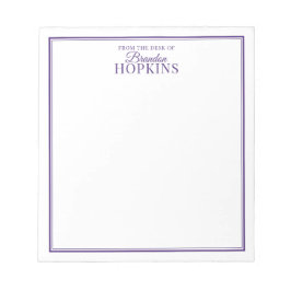 Bloco De Notas Moderno simples da mesa do roxo de script