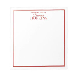 Bloco De Notas Moderno simples da mesa do vermelho-script