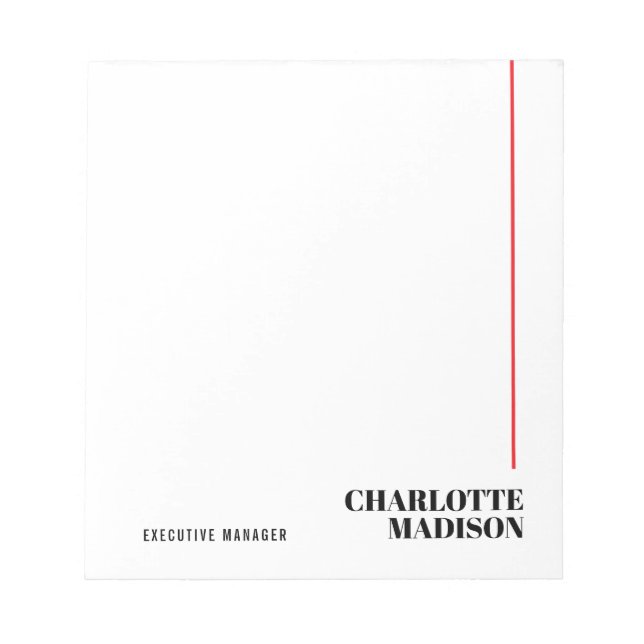 Bloco De Notas Moderno Simples Preto Branco Minimalista Simples T (Frente)