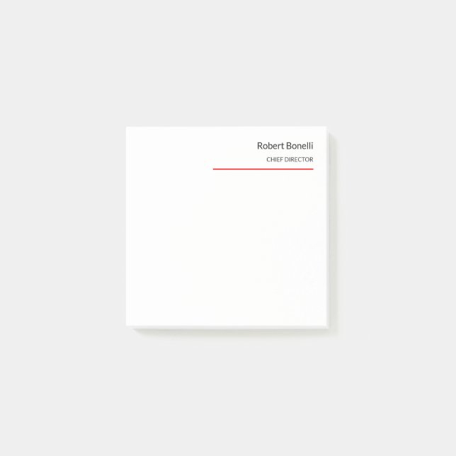 Bloco De Notas Moderno Vermelho Branco Simples Minimalista (Frente)