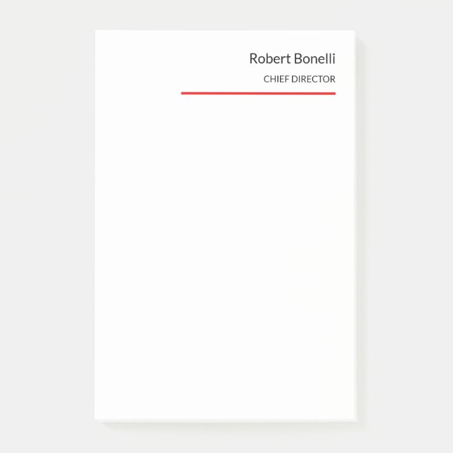 Bloco De Notas Moderno Vermelho Branco Simples Minimalista (Frente)