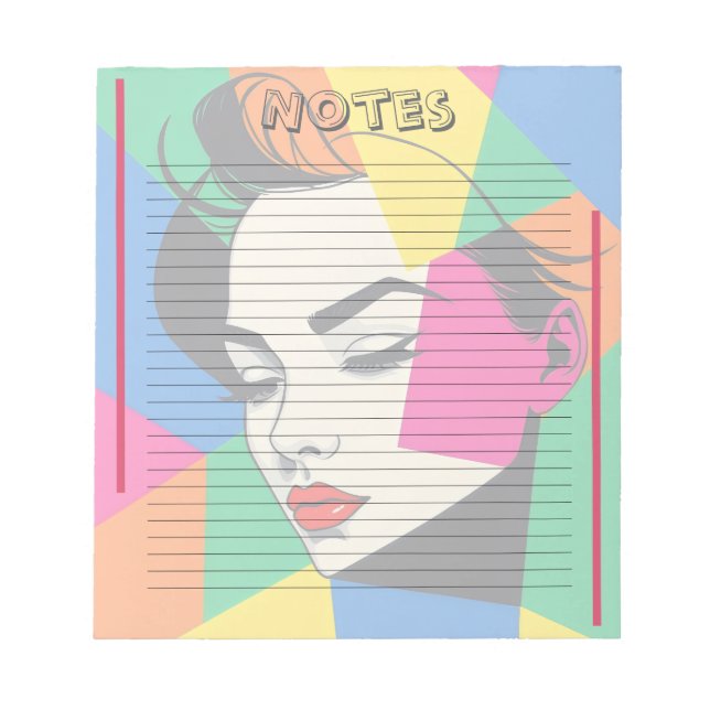 Bloco de Notas Modernos Coloridos de Mulher em Art (Frente)