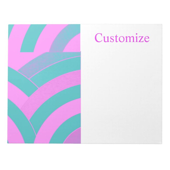 Bloco De Notas modernos e sofisticados chevrons cor-de-rosa/verde (Frente)