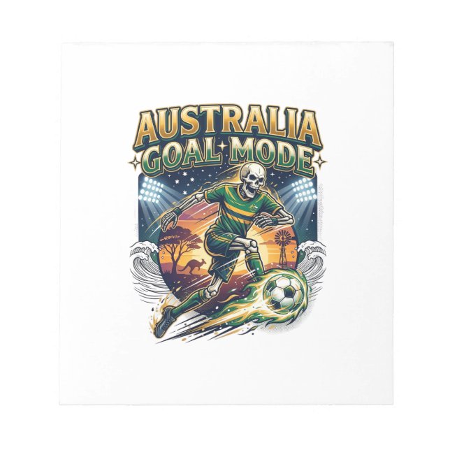 Bloco De Notas Modo de Gol da Austrália Esqueleto Striker Nations (Frente)