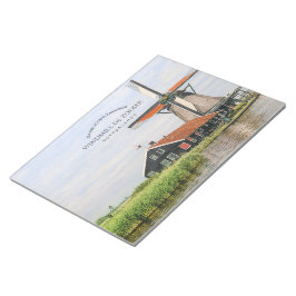Bloco De Notas Moinho de vento de Zaanse Schans Aquarela Patrimôn