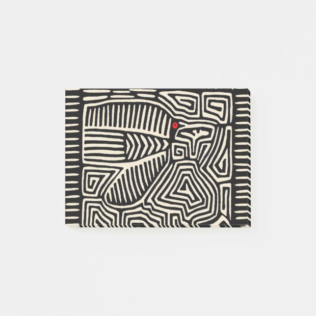 Bloco De Notas Mola Pajaro Índio Kuna do Panamá - Preto Branco (Frente)