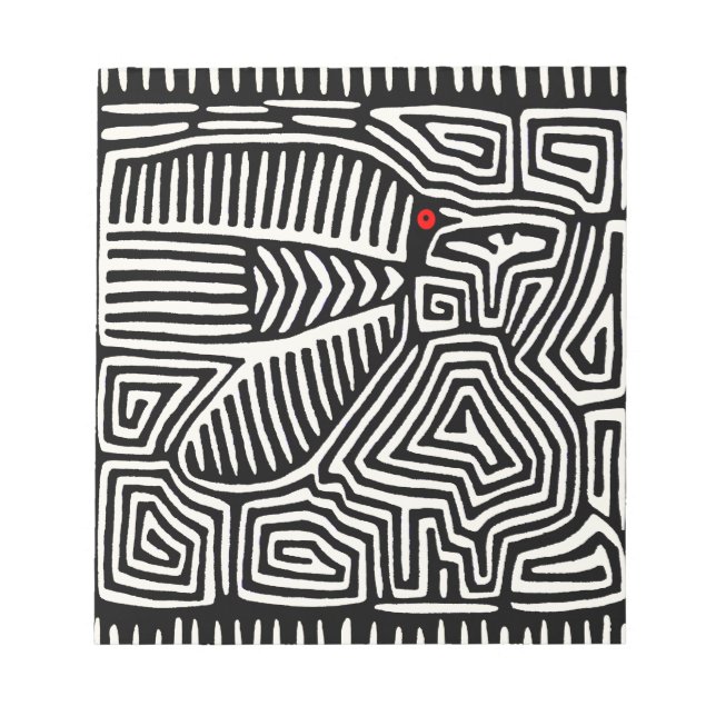 Bloco De Notas Mola Pajaro Índio Kuna do Panamá - Preto Branco (Frente)