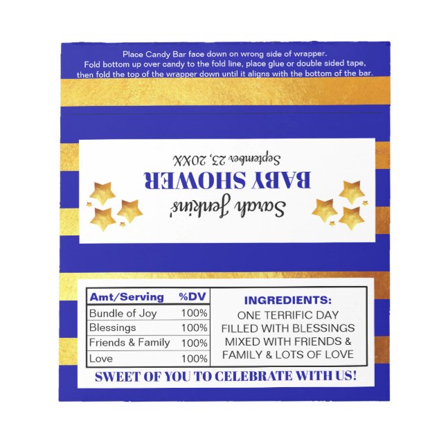 Bloco De Notas Molas de Chá de fraldas de Estrelas Brilhantes (Frente)