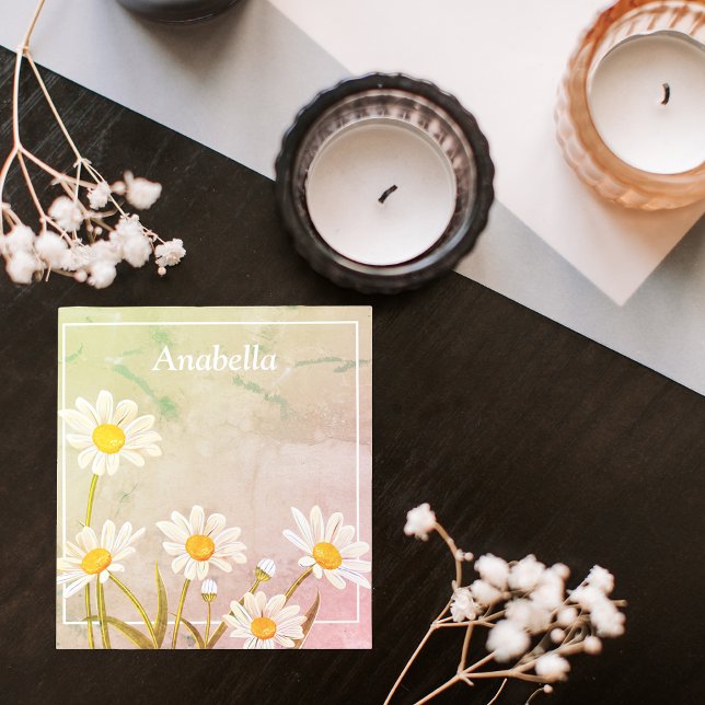 Bloco De Notas Moldura de flor margarida em fundo de colheita (Daisy flower frame on a vintage background notepad)