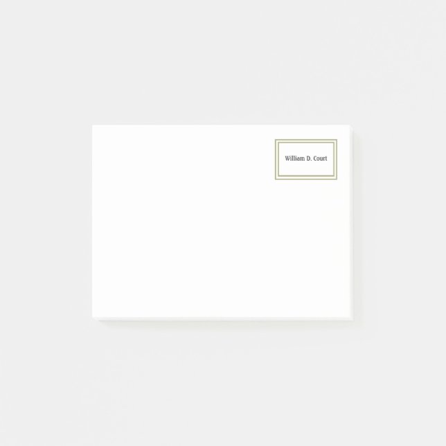 Bloco De Notas Moldura Dourada Minimalista Nome (Frente)