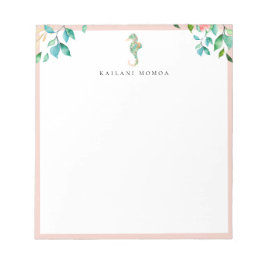 Bloco De Notas Moldura Floral Botânica Cavalo-Marinho Rosa