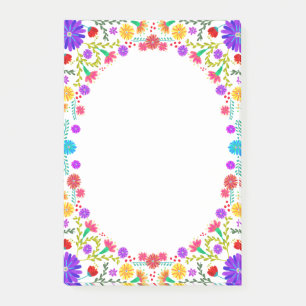 Bloco De Notas Moldura Floral Mexicana Fiesta Colorida