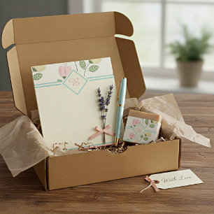 Bloco De Notas Moldura monograma floral bonita