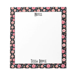 Bloco De Notas Molercola Aquática Monograma Floral Cuta Girly Fem