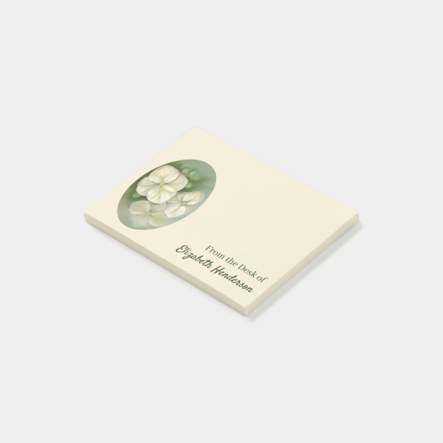 Bloco De Notas Molho Pastel Branco Hydrangea Floral (Inclinado)