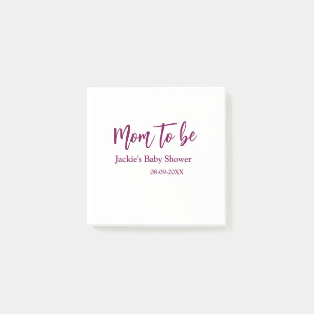 Bloco De Notas Mom to be baby shower name date pink simple minima (Frente)
